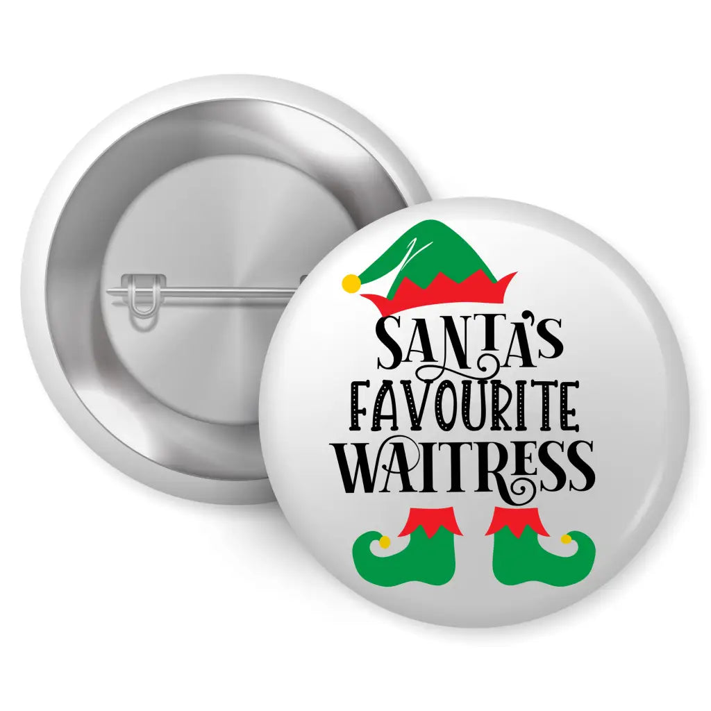 Get Santa’s Favourite Waitress Pin Button Badge | Apparel &