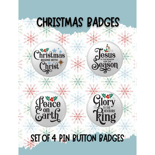 EMU Works - Set of 4 Christmas Badges - 1in 25mm Apparel &