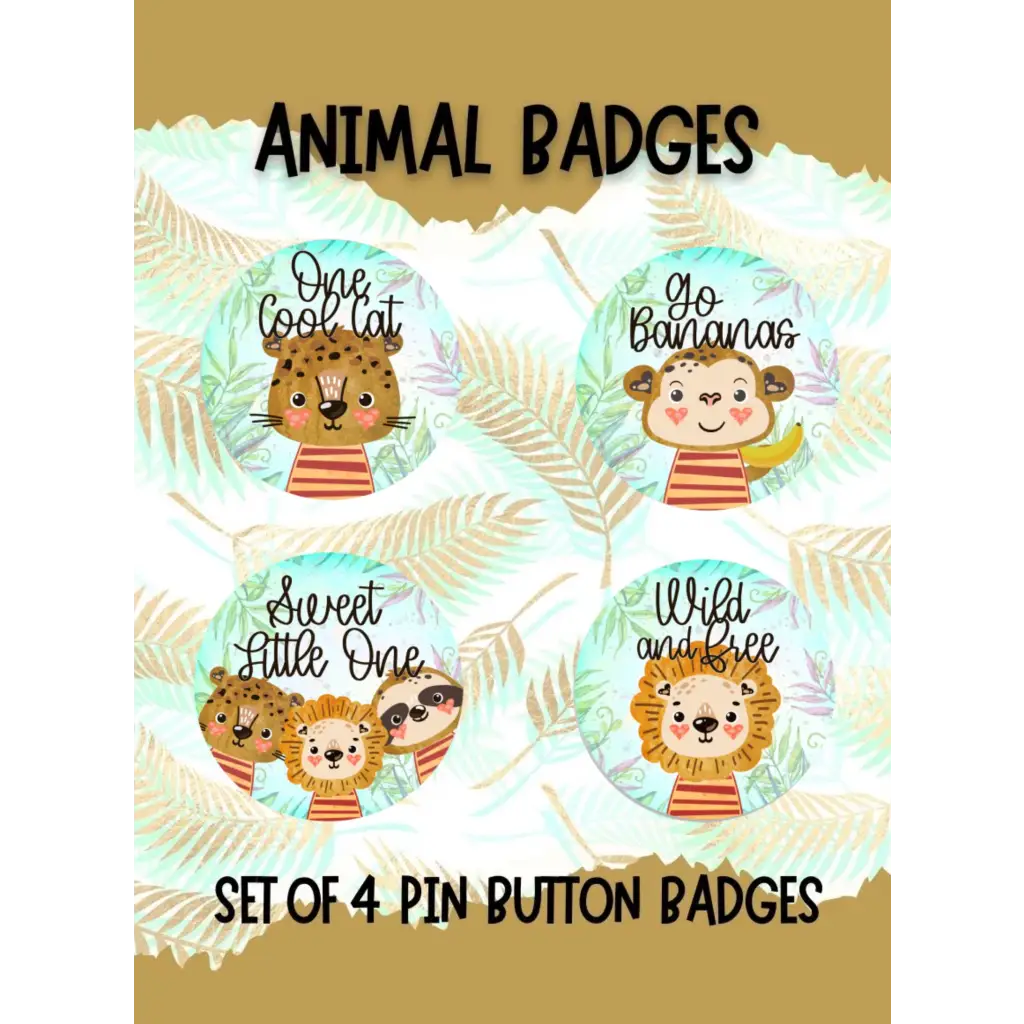 EMU Works - Set of 4 Jungle Animal Children’s Badges