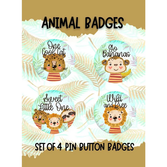 EMU Works - Set of 4 Jungle Animal Children’s Badges