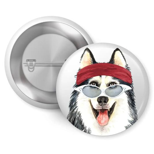 EMU Works - Siberian Husky Hairband Dog Breed Pin Button