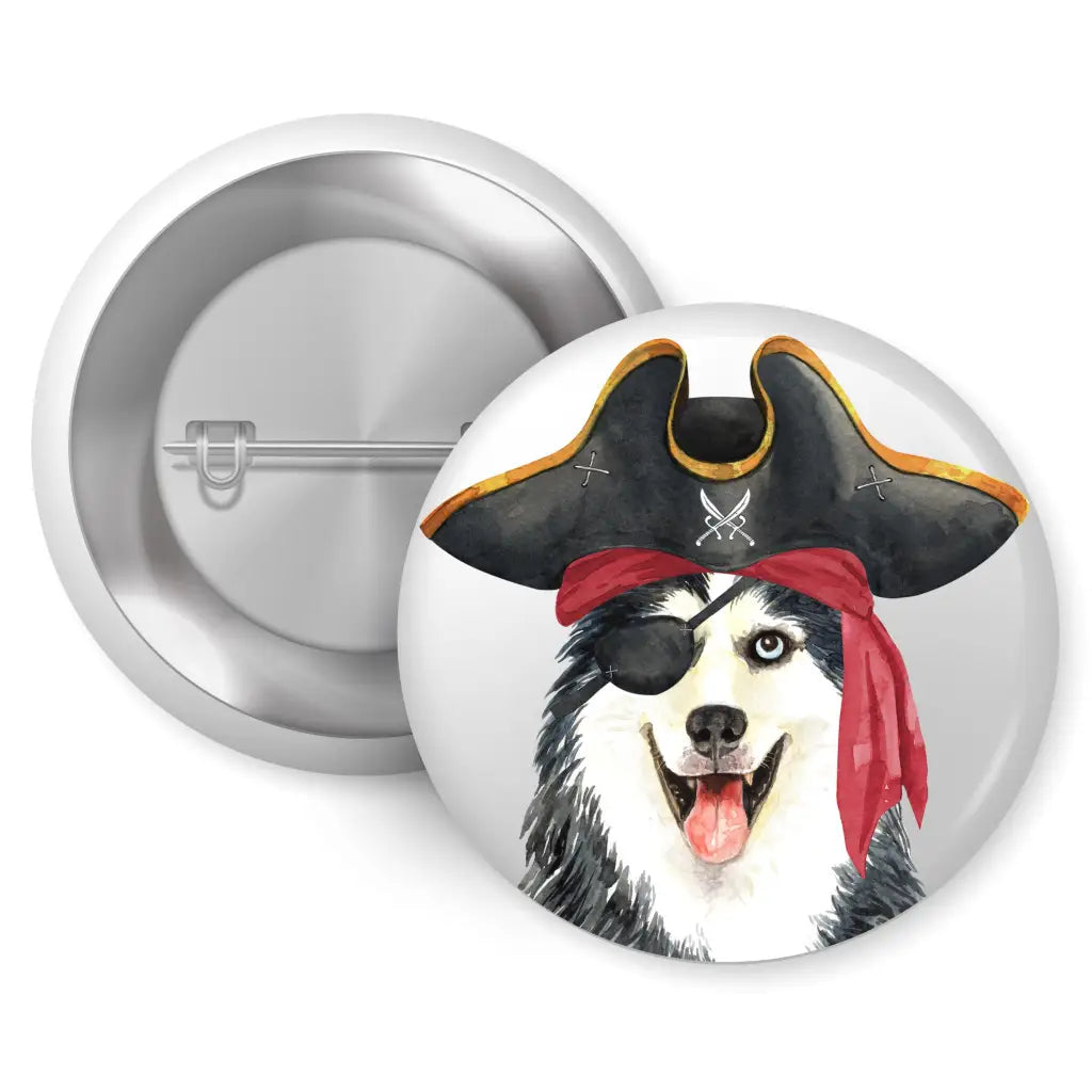 EMU Works - Siberian Husky Pirate Dog Breed Pin Button