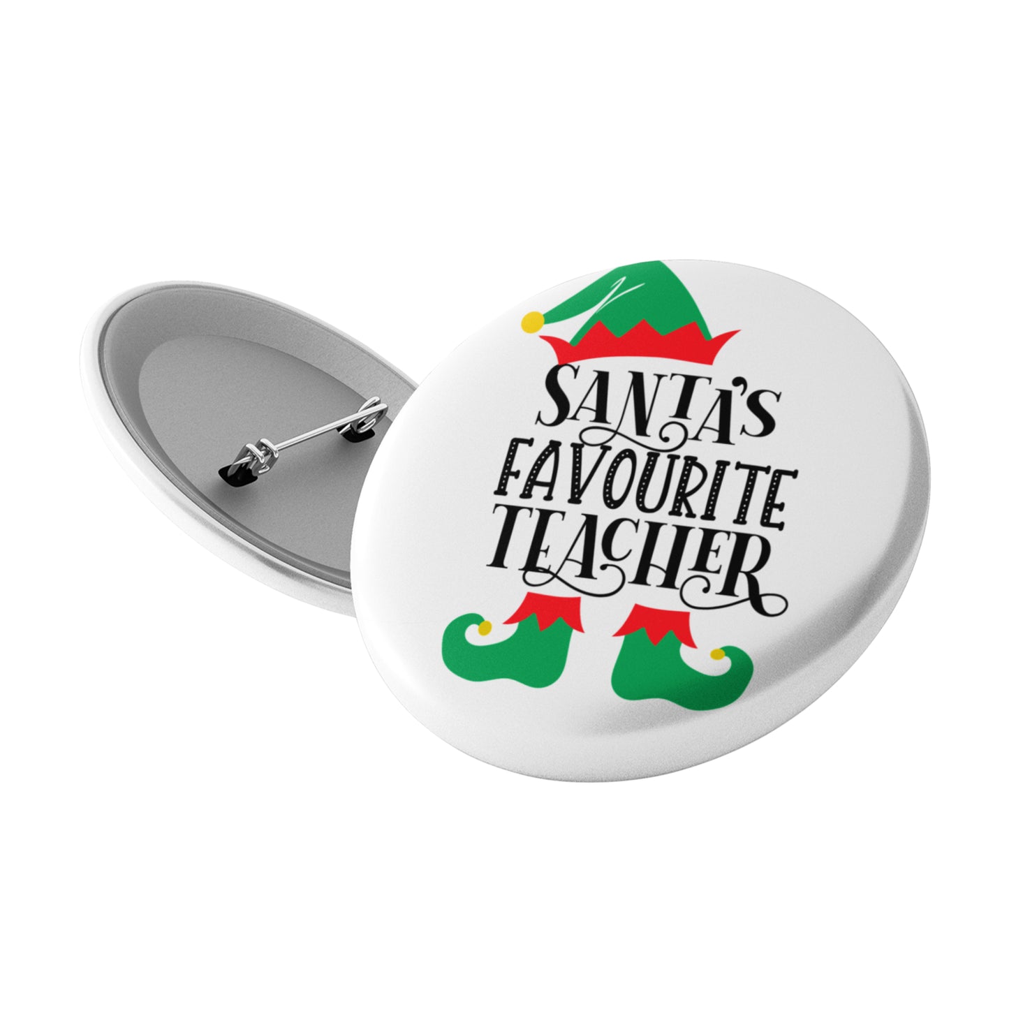 Santa’s Favourite Teacher Pin Button Badge 1in 25mm