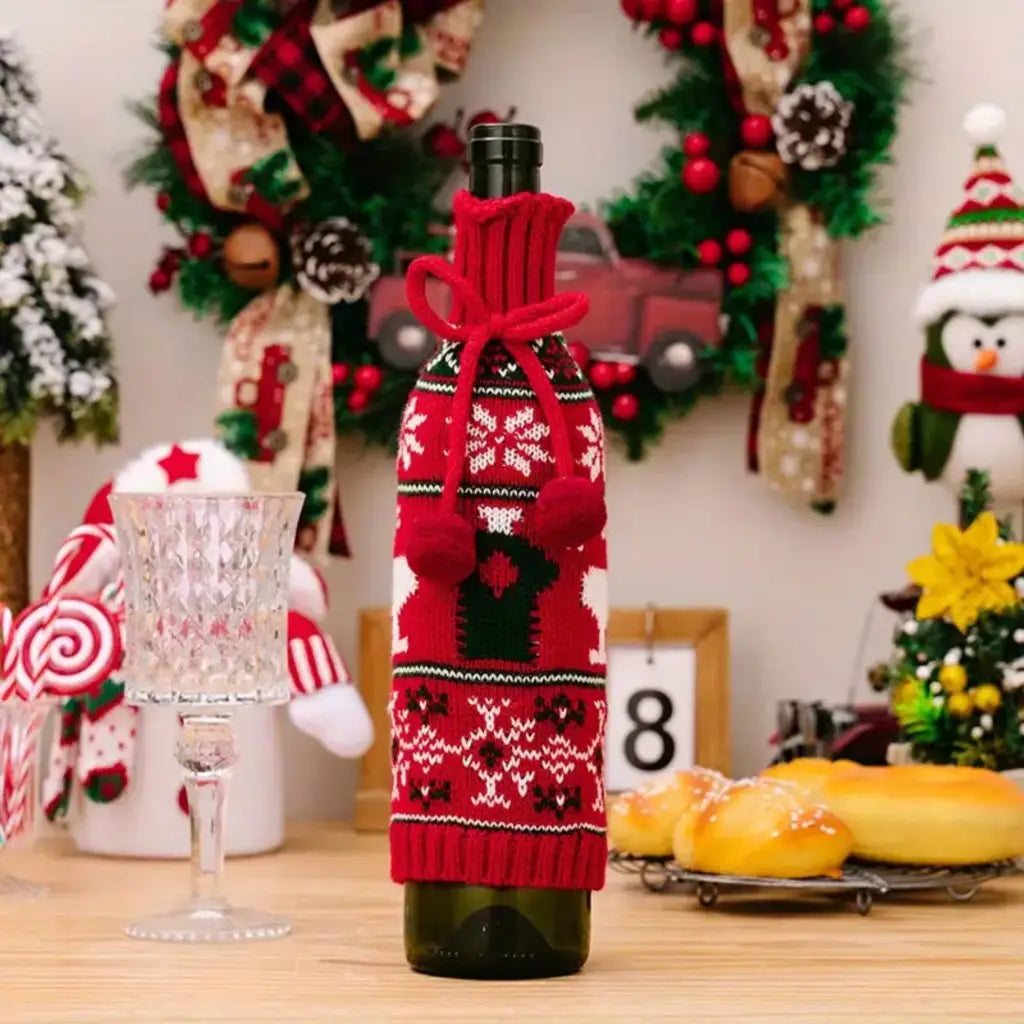 EMU Works - Wine Bottle Knitted Dress Jumper Christmas Party