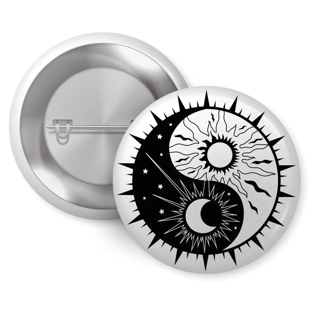 Yin Yang Sun & Moon Pin Badge 1in 25mm - Mysticism Design