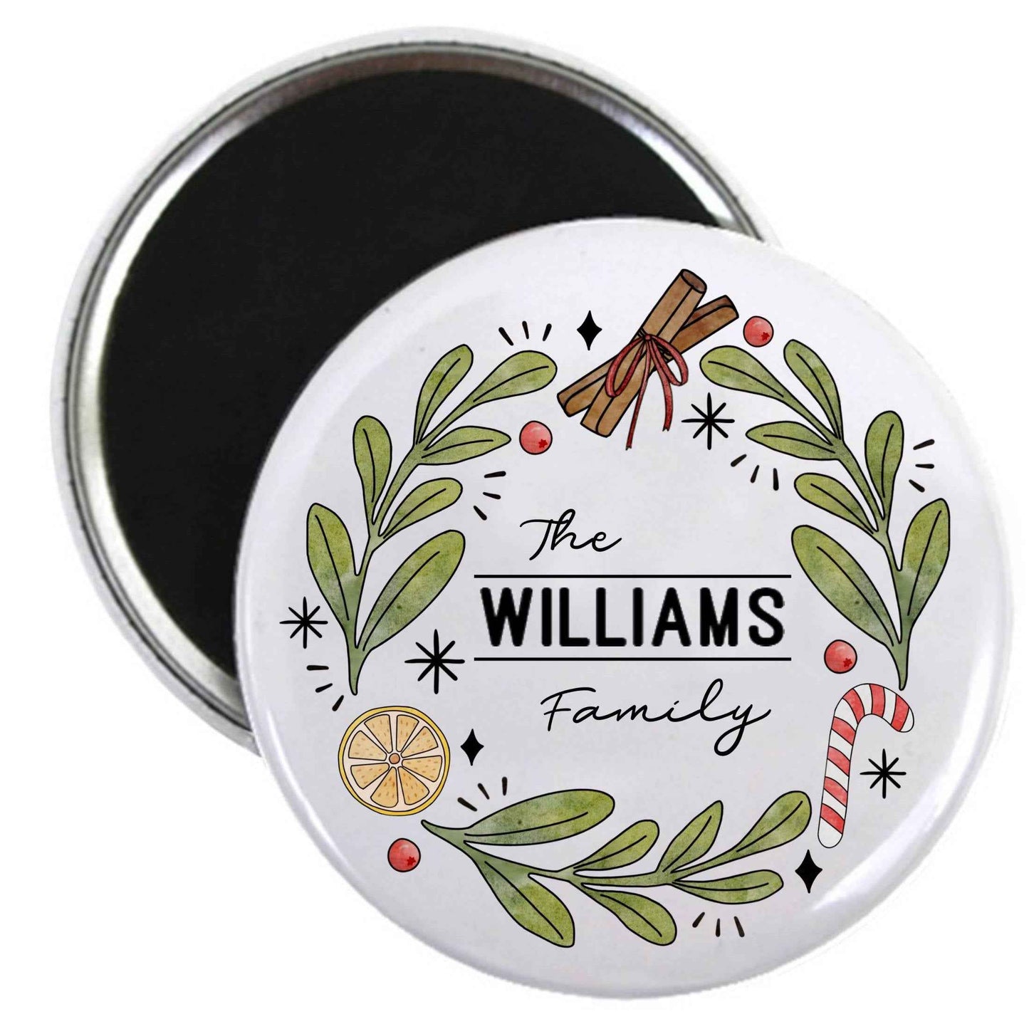 Personalised Christmas Family Magnet - 59Mm Name-Added Fridge Decoration For Festive Cheer